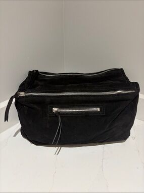 Givenchy Black Suede Messenger Bag with Silver Hardware
